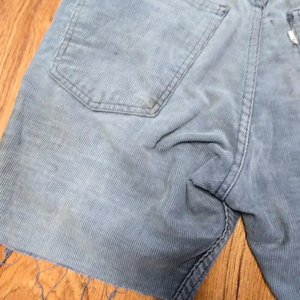 Vintage Corduroy Shorts Distressed Blue Mens 31 Cutoff Shorts